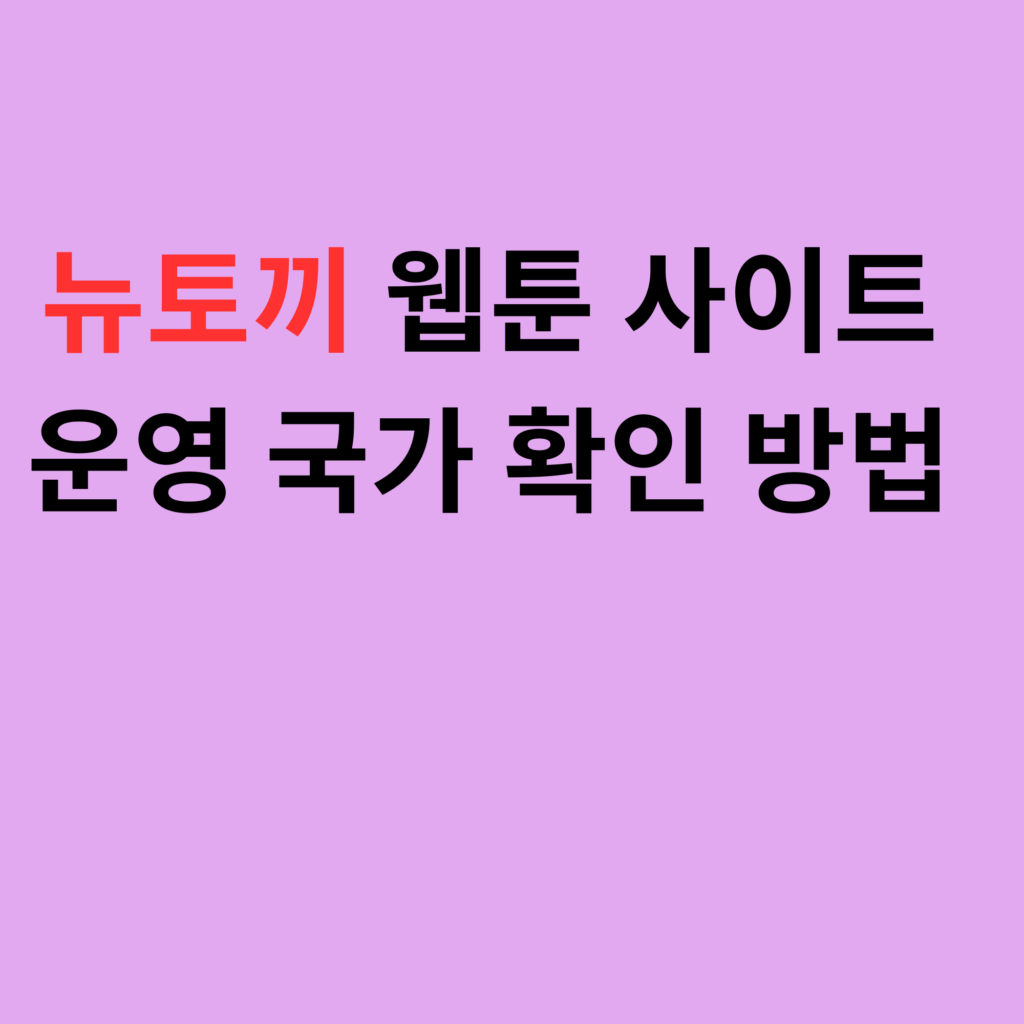 뉴토끼 웹툰 사이트 운영 국가 확인 방법
