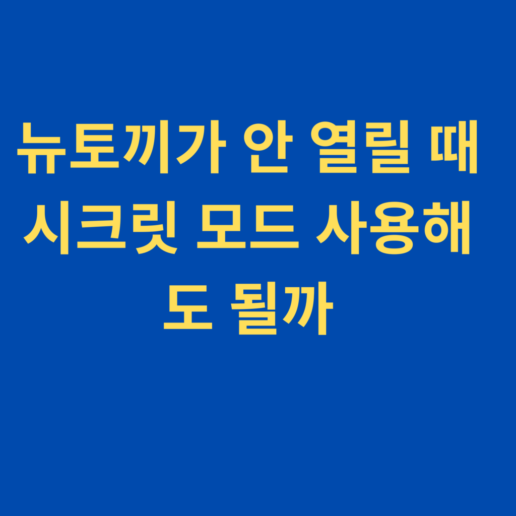 뉴토끼가 안 열릴 때 시크릿 모드 사용해도 될까